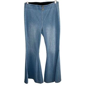 Halara Womens Bell Bottom Stretch Pull On Flare Jeans Light Wash XL